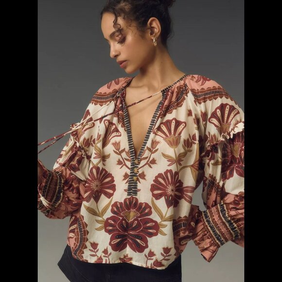 NWT Farm Rio Riad Botanical Blouse XS - Picture 1 of 6